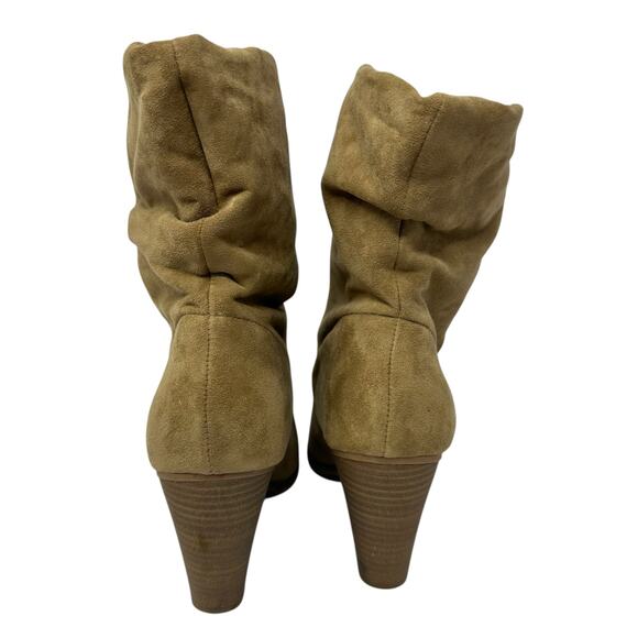 Slouchy Ankle Boots Womens SZ 7 Tan Faux Suede Boho Western Coquette Festival - Picture 6 of 13